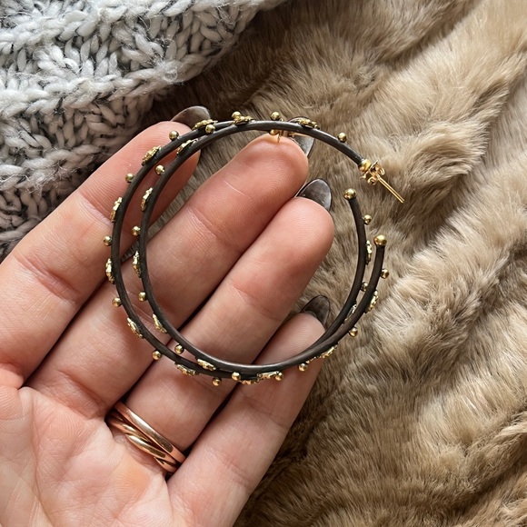 Armenta 18k Gold, Silver, and Diamond Hoop Earrings - Picture 2 of 4